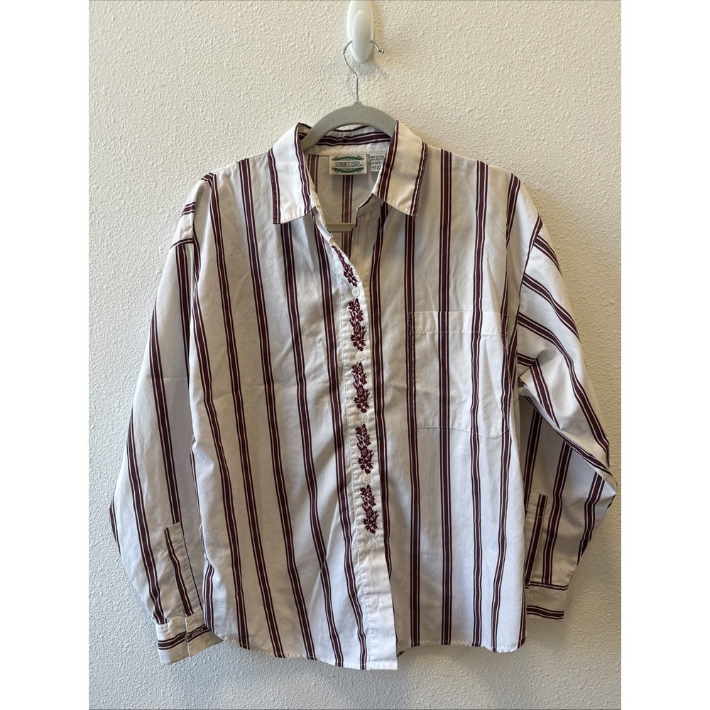 Vintage 90s Separate Issue Striped Button Down Shirt Blouse Top Mens M